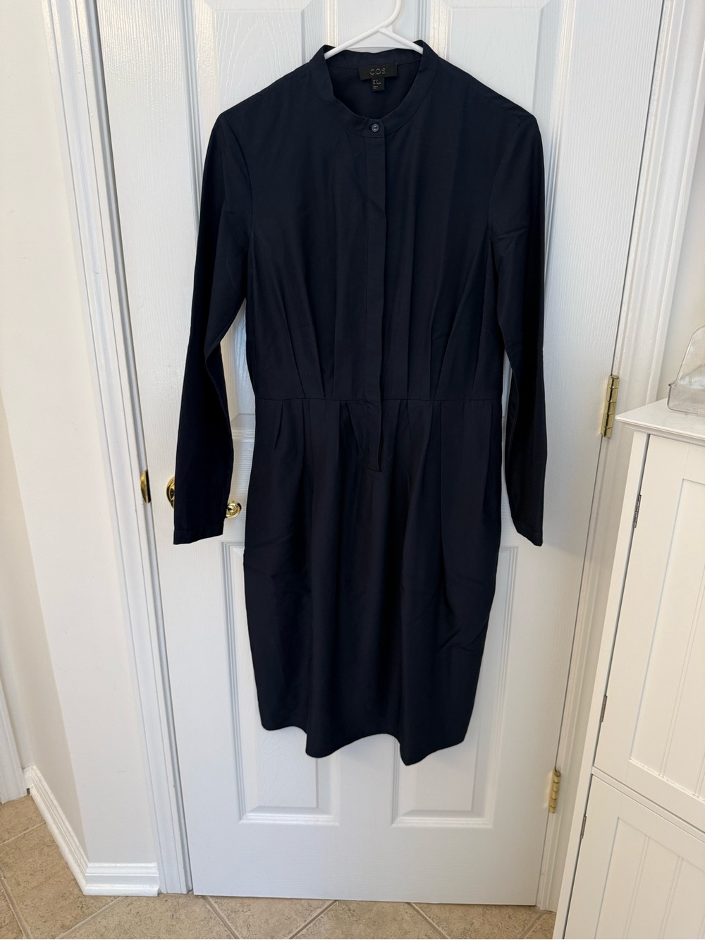 COS Navy Long-Sleeve Mandarin Collar Dress